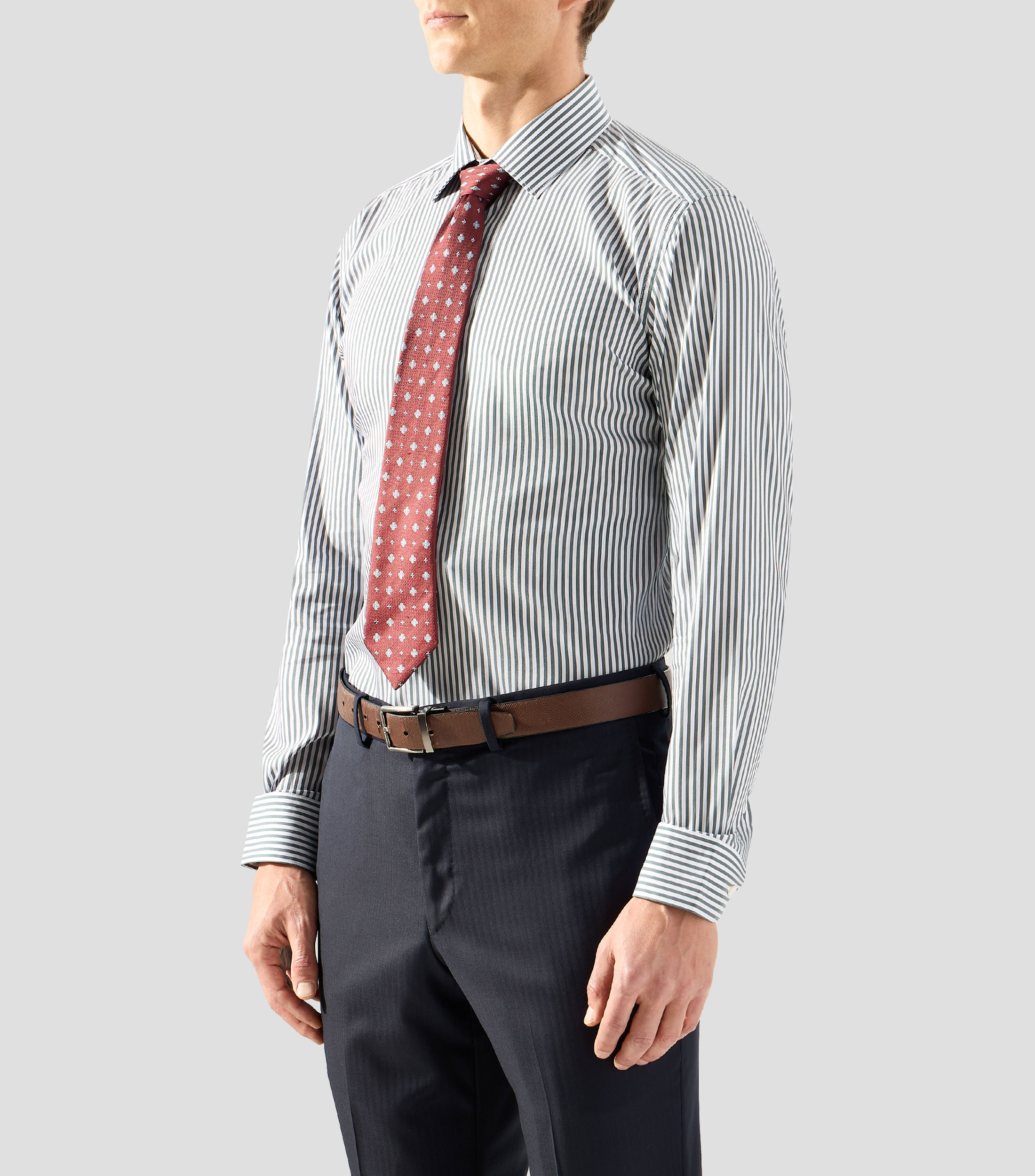 Camisa a rayas manga larga Hombre